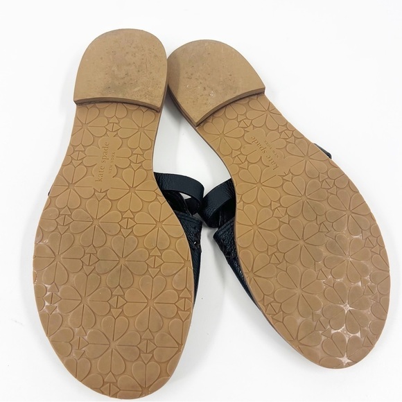 ✅ Kate Spade Claire Grain Calf Black Tassel Slip ON LEATHER Sandal SIZE 8.5 - Picture 6 of 8